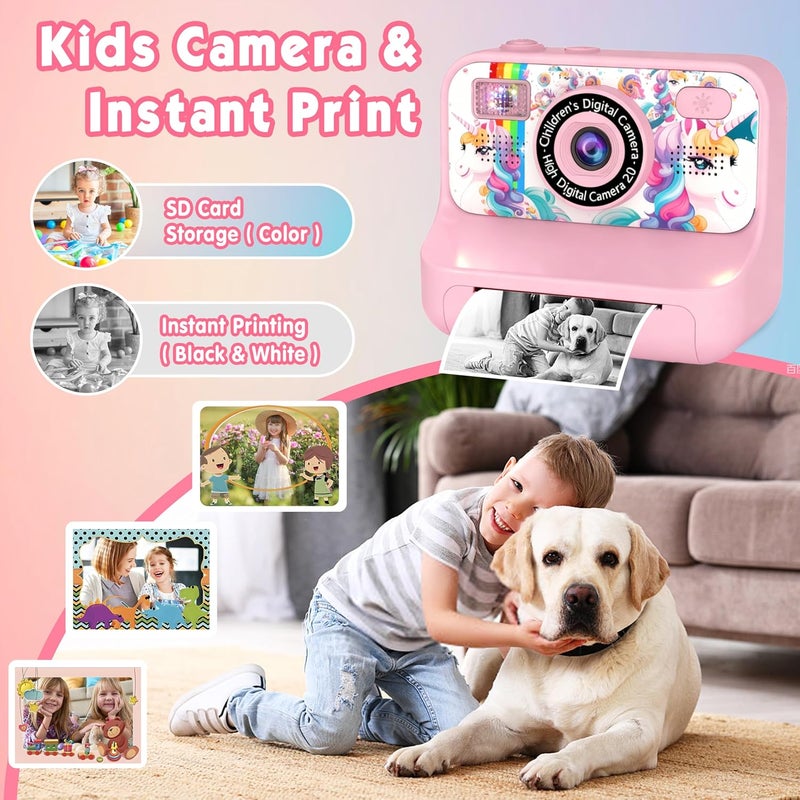 KALINCO Kids Camera, Upgrade Kids Camera Instant Print, Front Rear Dual Selfie Digital CAM with 1080P Videos, Portable Travel Toy with Games and Music, Christmas Birthday Gift for Boys, Girls and Teens - Image 4